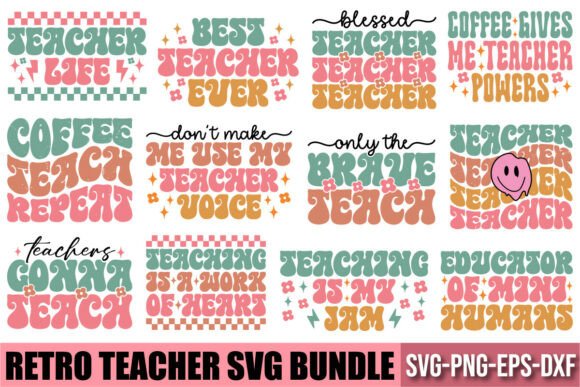 Download Retro Teacher SVG Bundle, Groovy Vintage - Teacher svg bundle Collection